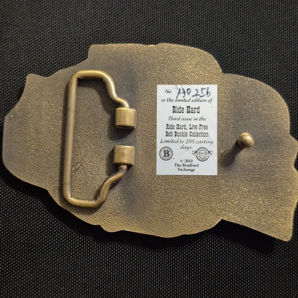 Brass Ride Hard Belt Buckle - Picture 2 of 3